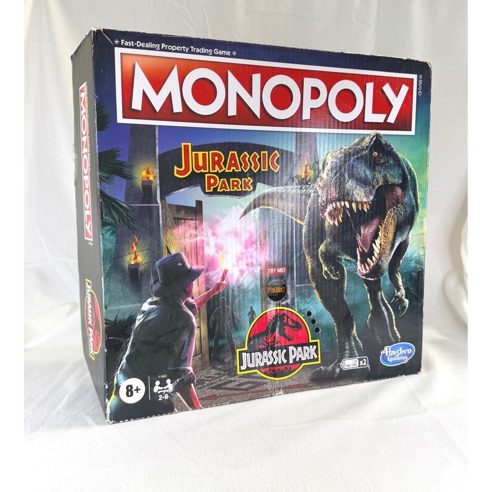 Monopoly Jurassic Park Edition Board Game Hasbro Gaming F1662 Dinosaur T-Rex
